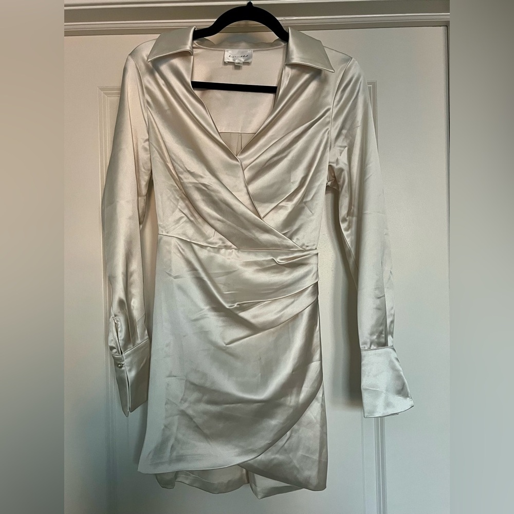 Line and Dot Ivory Wrap dress